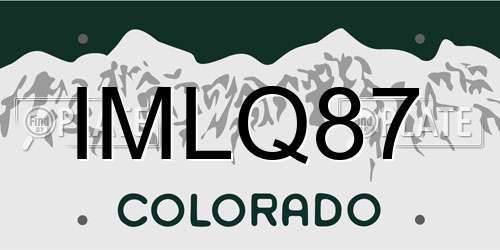 IMLQ87 Colorado License Plate