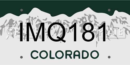 IMQ181 Colorado License Plate