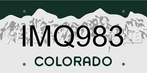 IMQ983 Colorado License Plate