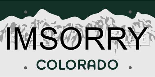IMSORRY Colorado License Plate