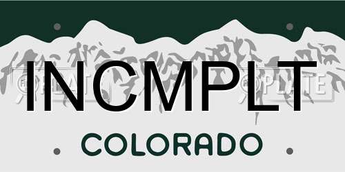 INCMPLT Colorado License Plate