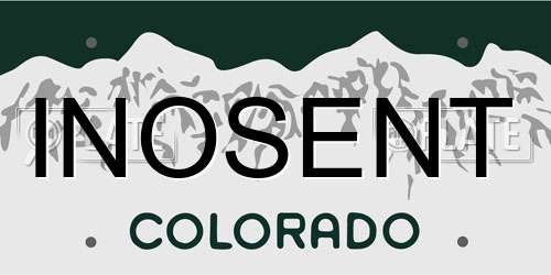 INOSENT Colorado License Plate