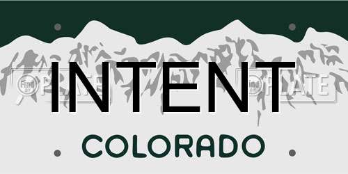 INTENT Colorado License Plate