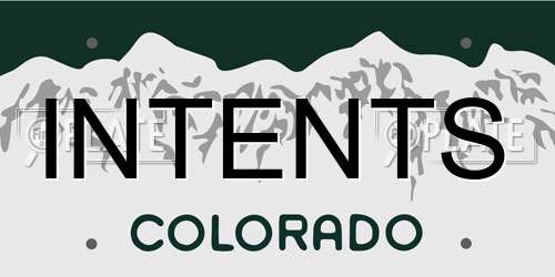 INTENTS Colorado License Plate