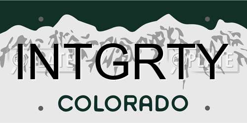 INTGRTY Colorado License Plate