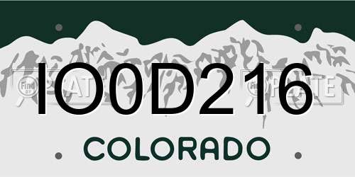 IO0D216 Colorado License Plate