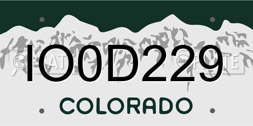 IO0D229 Colorado License Plate