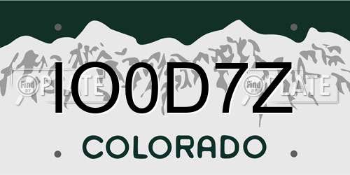 IO0D7Z Colorado License Plate