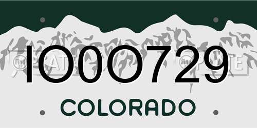 IO0O729 Colorado License Plate