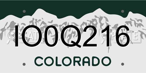 IO0Q216 Colorado License Plate