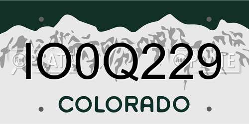 IO0Q229 Colorado License Plate