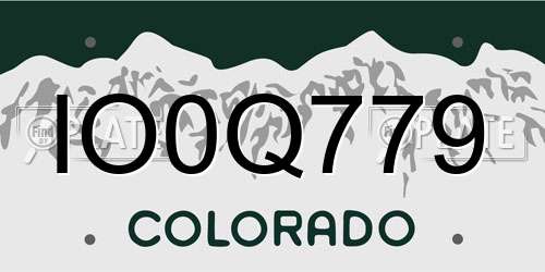 IO0Q779 Colorado License Plate