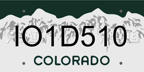 IO1D510 Colorado License Plate