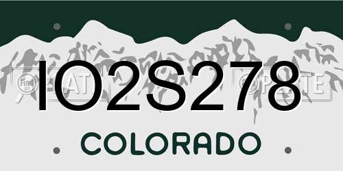 IO2S278 Colorado License Plate