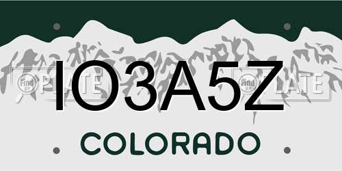 IO3A5Z Colorado License Plate