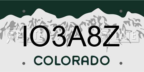 IO3A8Z Colorado License Plate