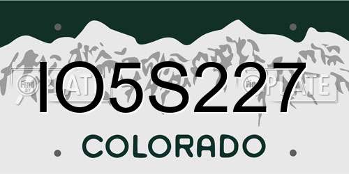 IO5S227 Colorado License Plate