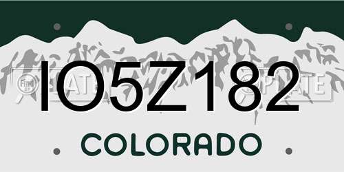 IO5Z182 Colorado License Plate