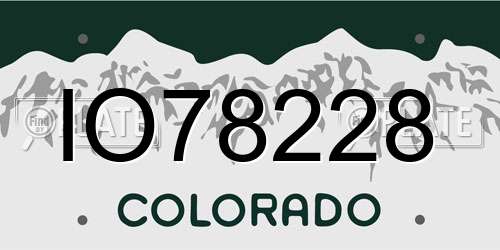 IO78228 Colorado License Plate