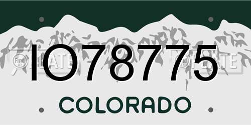 IO78775 Colorado License Plate
