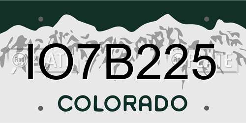 IO7B225 Colorado License Plate
