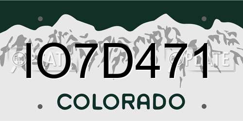 IO7D471 Colorado License Plate