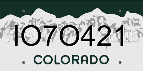 IO7O421 Colorado License Plate