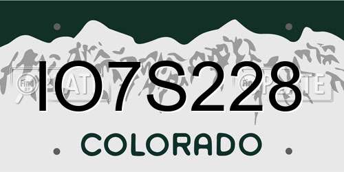 IO7S228 Colorado License Plate