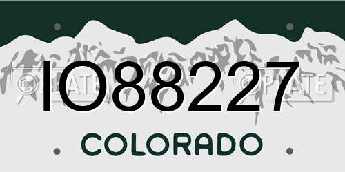IO88227 Colorado License Plate