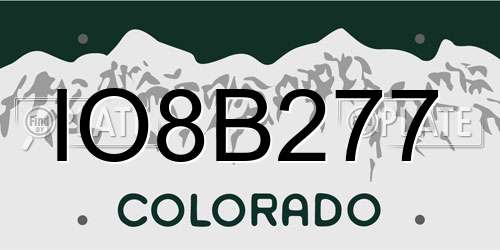 IO8B277 Colorado License Plate