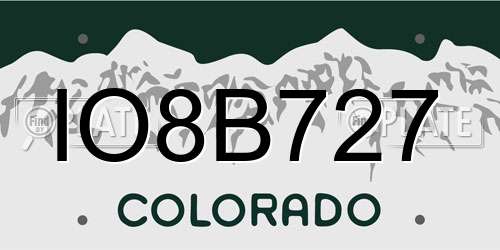 IO8B727 Colorado License Plate