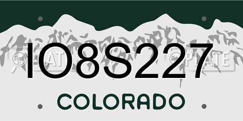 IO8S227 Colorado License Plate