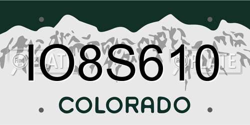 IO8S610 Colorado License Plate