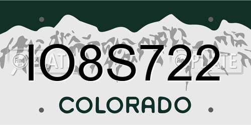 IO8S722 Colorado License Plate