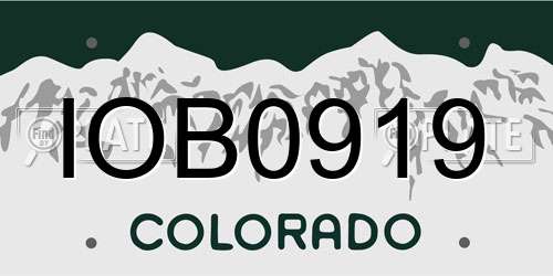IOB0919 Colorado License Plate