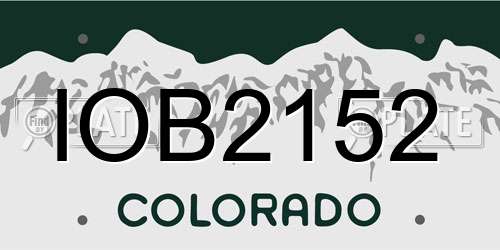 IOB2152 Colorado License Plate
