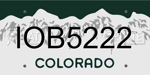 IOB5222 Colorado License Plate