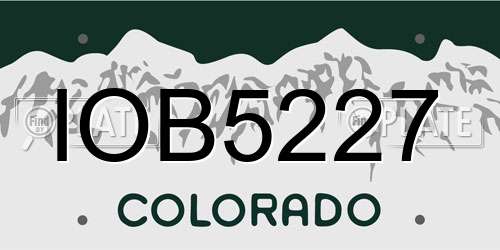 IOB5227 Colorado License Plate