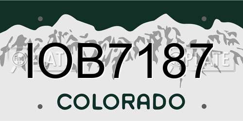 IOB7187 Colorado License Plate