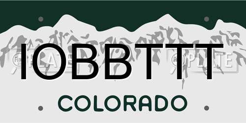 IOBBTTT Colorado License Plate