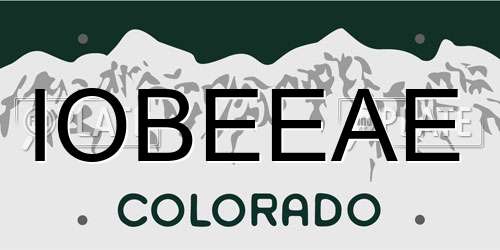 IOBEEAE Colorado License Plate