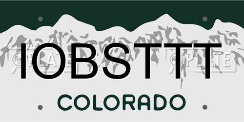 IOBSTTT Colorado License Plate
