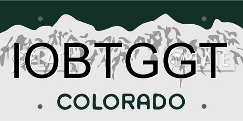 IOBTGGT Colorado License Plate