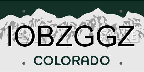 IOBZGGZ Colorado License Plate