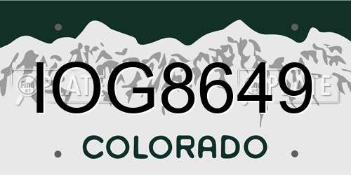 IOG8649 Colorado License Plate