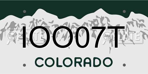 IOO07T Colorado License Plate
