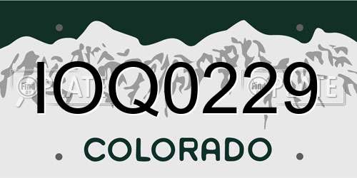 IOQ0229 Colorado License Plate