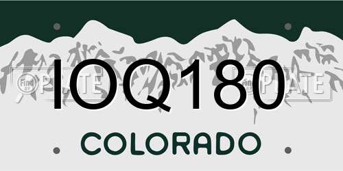 IOQ180 Colorado License Plate