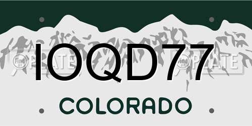 IOQD77 Colorado License Plate