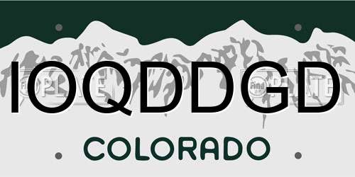 IOQDDGD Colorado License Plate